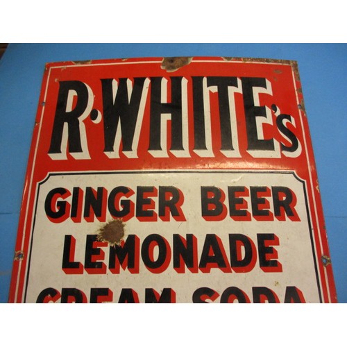 338 - An early 20th century enamel advertising sign for R.Whites drinks, approx. size 76x51cm having light... 