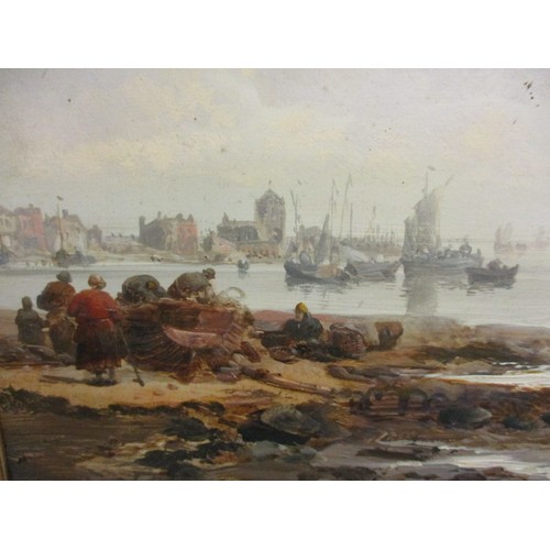 331 - James Webb (British 1825-1895) landscape river scene of Rotterdam, oil on wood panel, double signed ... 