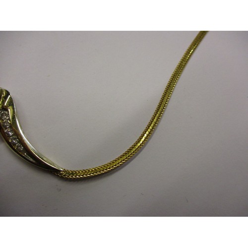 68 - A 14ct yellow gold and diamond necklace, in good condition with working clasp and general use relate... 