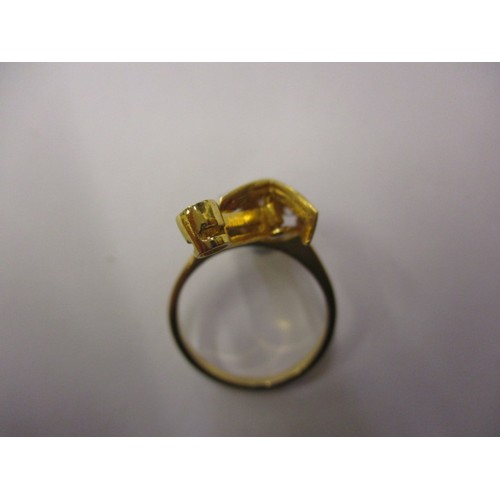 18 - A yellow gold ring marked 22k set with CZ stones, approx. ring size, in good pre-owned condition