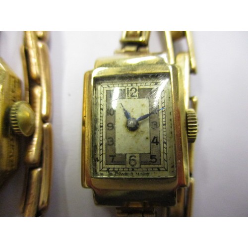 87 - 3 Vintage gold cased ladies wristwatches, 2 in 9ct and the Mu Du example in 18ct, not tested to see ... 