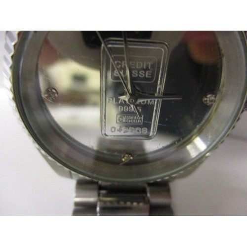 90 - A gents designer watch for Credit Suisse with stainless steel strap, in current working order in goo... 