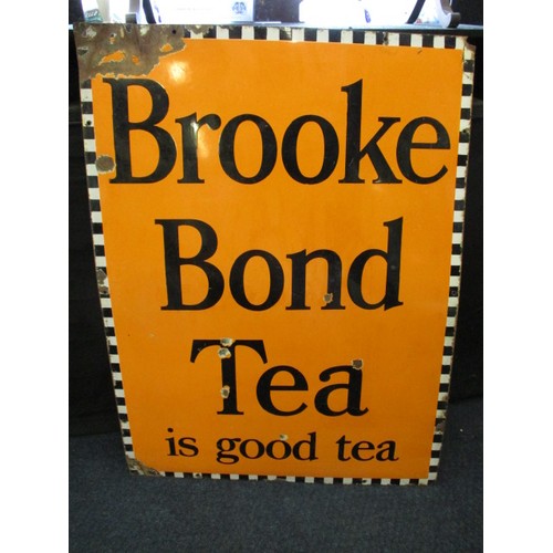 339 - An early 20th century Brook Bond Tea enamel advertising sign, approx. dimensions 102x76cm, having so... 