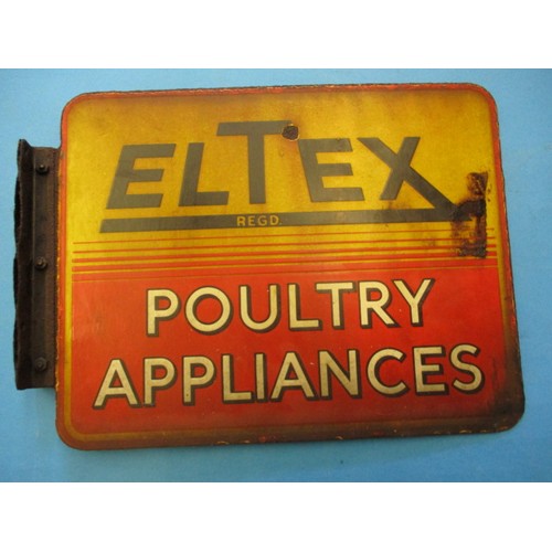 344 - An early 20th century double sided enamel advertising sign for ELTEX poultry appliances, approx. siz... 