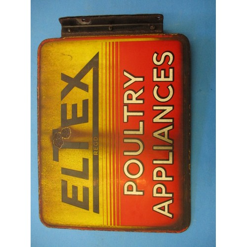 344 - An early 20th century double sided enamel advertising sign for ELTEX poultry appliances, approx. siz... 