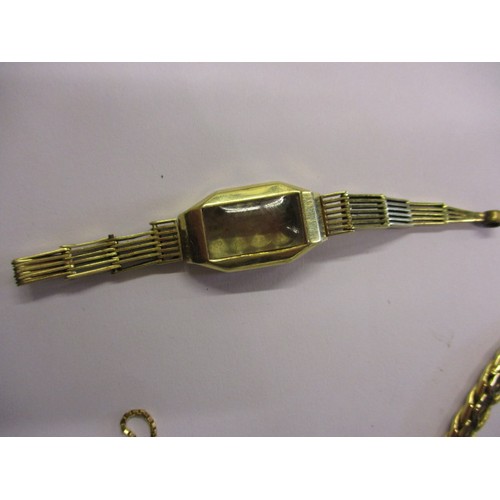 80 - A parcel of gold items to include 2 necklaces both marked 750 , a watch case marked 585 and a  ladie... 