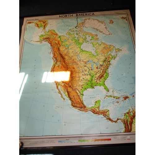 328 - Two large mid-20th century cloth ‘Westermann maps, one North America the other France, both retain e... 