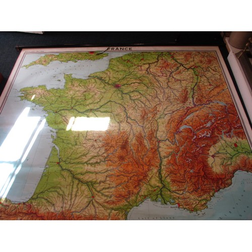 328 - Two large mid-20th century cloth ‘Westermann maps, one North America the other France, both retain e... 