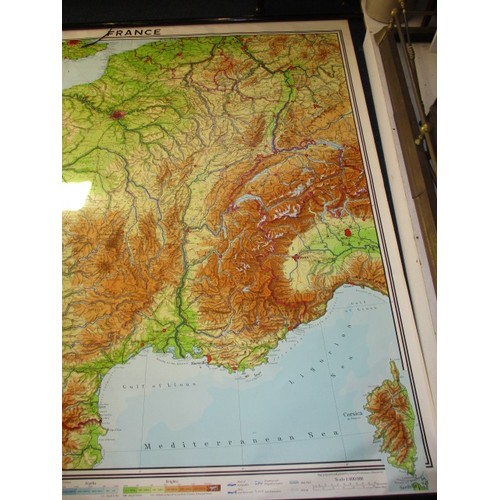 328 - Two large mid-20th century cloth ‘Westermann maps, one North America the other France, both retain e... 