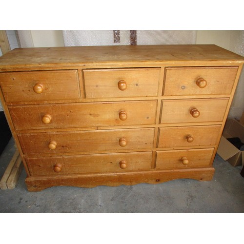 324 - A waxed pine chest of 9 drawers, approx. dimensions Width 127cm Depth 39cm height 85cm in pre-owned ... 