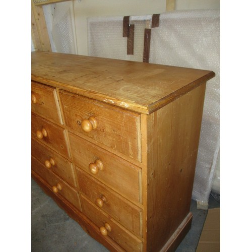 324 - A waxed pine chest of 9 drawers, approx. dimensions Width 127cm Depth 39cm height 85cm in pre-owned ... 