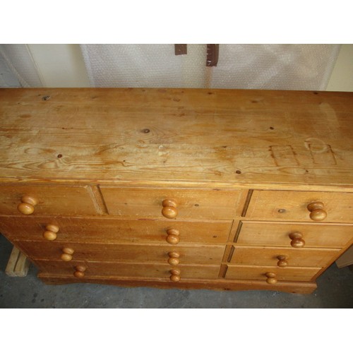 324 - A waxed pine chest of 9 drawers, approx. dimensions Width 127cm Depth 39cm height 85cm in pre-owned ... 