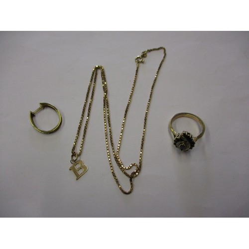 81 - A parcel of 9ct yellow gold items, approx. weight 9.6g the necklace and ring are in good useable con... 