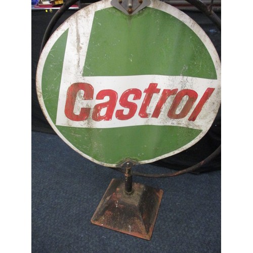 336 - A vintage garage forecourt Open/Close sign, with rotating Castrol sign to centre. Approximate height... 