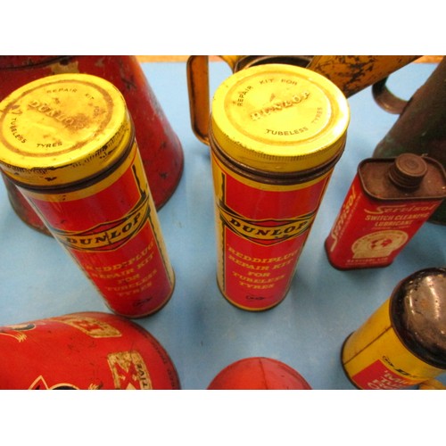 334 - A parcel of vintage automotive lubrication cans, to include a rare Redex can, all in good vintage co... 