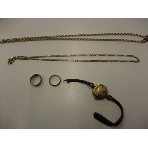 84 - A quantity of mixed 9ct gold and yellow metal items, to include a gold albert chain and a gold cased... 