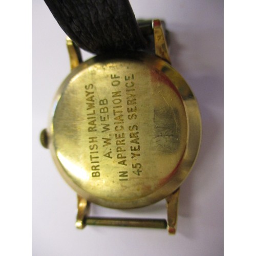 91 - A 9ct gold cased British Rail 45 years’ service presentation watch, to A W Webb, station master for ... 