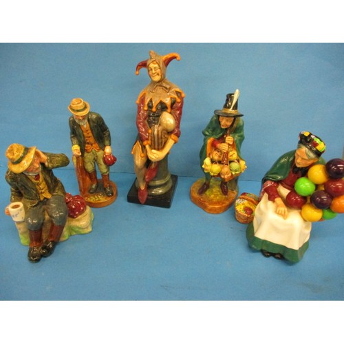 247 - 5 Vintage royal Doulton figures to include ‘The mask seller’ HN2103, ‘The gaffer’ HN2053 and ‘Owd Wi... 