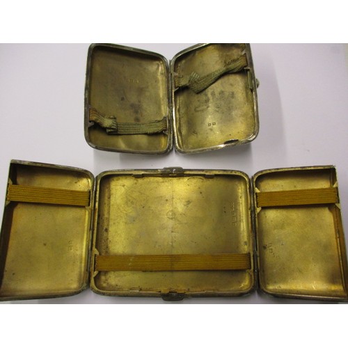 133 - 2 antique sterling silver cigarette cases, approx. weight 210g, in useable condition with tarnish an... 