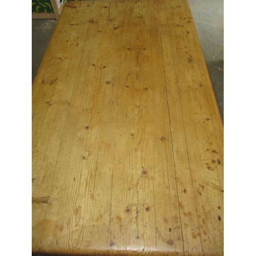 272 - An antique farm house pine kitchen table, with end drawer, approx. dimensions; H 73cm W85 cm L150 cm... 