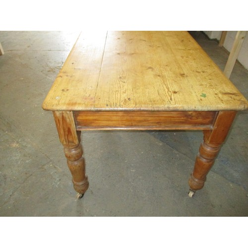 272 - An antique farm house pine kitchen table, with end drawer, approx. dimensions; H 73cm W85 cm L150 cm... 