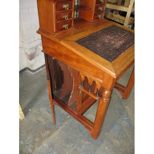 284 - Davenport style writing desk with multiple drawers and a side cupboard approx. dimensions H 104cm W ... 