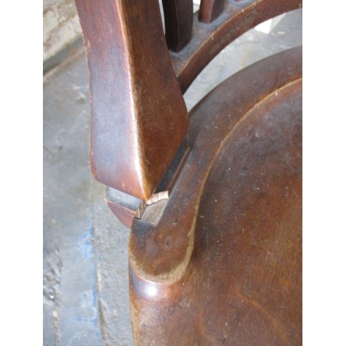 274 - An antique Captains/office swivel chair with later castors, approx. height 86cm, having had some age... 