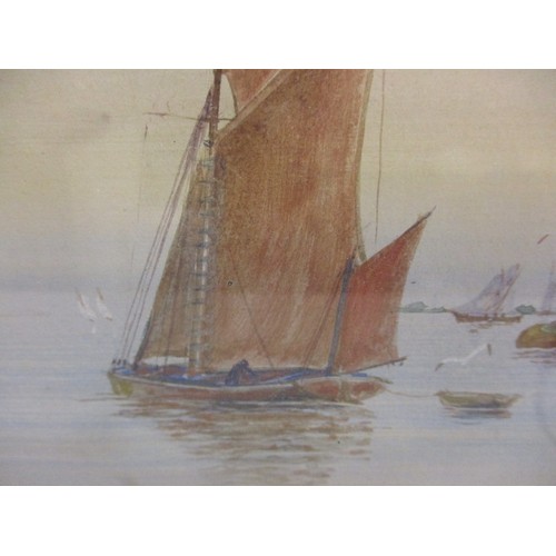 307 - An early 20th century watercolour, signed lower right J Howard, a costal scene believed to be Suffol... 