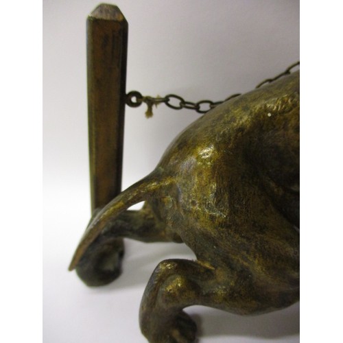 171 - A late 19th century cold painted Viennese bronze sculpture of a chained dog, marked 1869 WIEN on tag... 