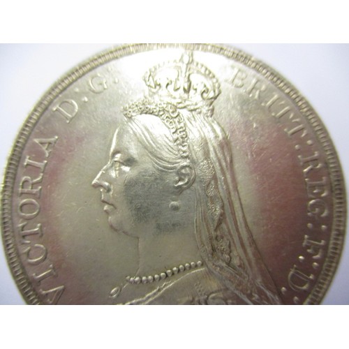 115 - 4 Pre-decimal silver coins, each in near uncirculated condition, to include an 1887 Crown an 1889 Cr... 