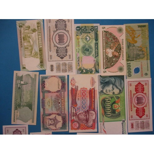 194 - A quantity of uncirculated world bank notes, of various denominations