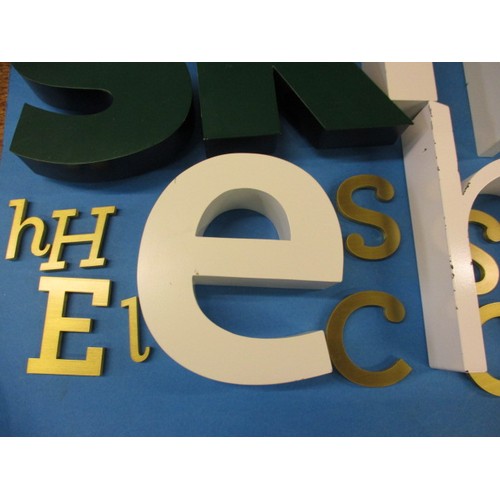 333 - A quantity of metal shop signage letters, approx. height of white letters 17cm with stud fixing from... 