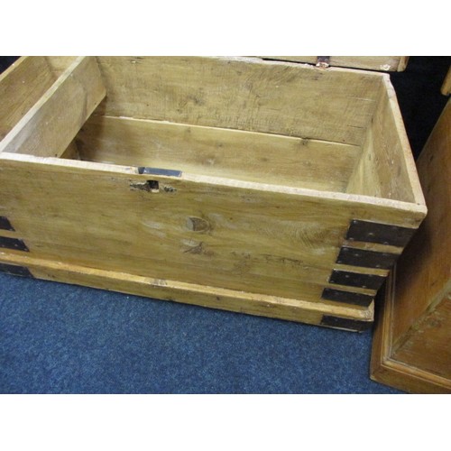 282 - An antique pine blanket box with metal mounts and a later example, both in good useable condition wi... 