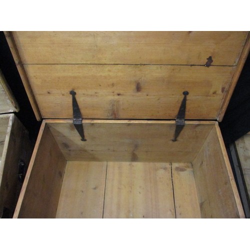 282 - An antique pine blanket box with metal mounts and a later example, both in good useable condition wi... 