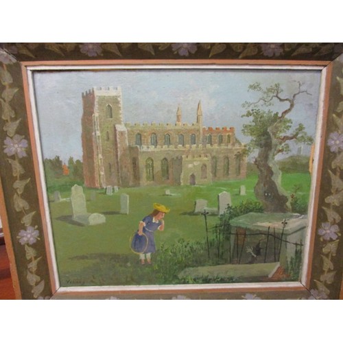 312 - Sir John Verney (British 1913-1993), author, illustrator, painter. Oil on board, Clare Church, Suffo... 