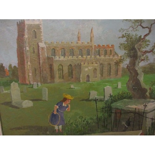 312 - Sir John Verney (British 1913-1993), author, illustrator, painter. Oil on board, Clare Church, Suffo... 