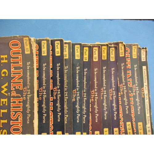 345 - The Outline of History by H G Wells magazines, numbers 1-24 in vintage condition with some loose cov... 