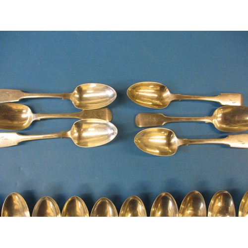 135 - A parcel of 19th century silver spoons, to include 10 hallmarked London1827/28 and 6 marked for Lond... 