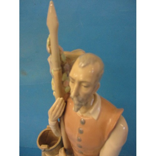 341 - A large Lladro style Spanish porcelain figure of a knight, approx. height 48.5cm, marked to base mad... 