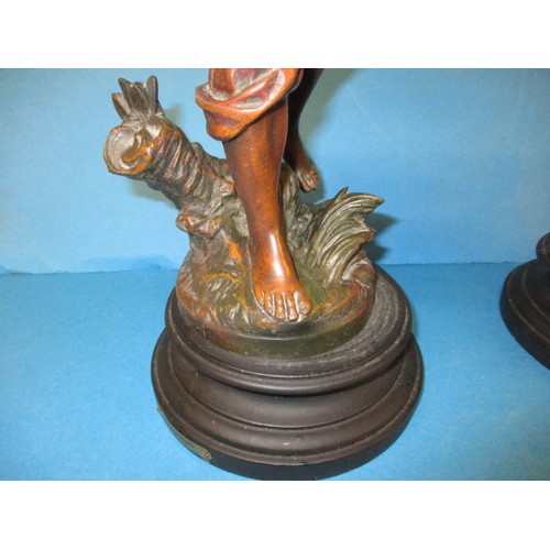 343 - Two early 20th century French cold painted cast spelter figures, each with foundry mark to base, app... 