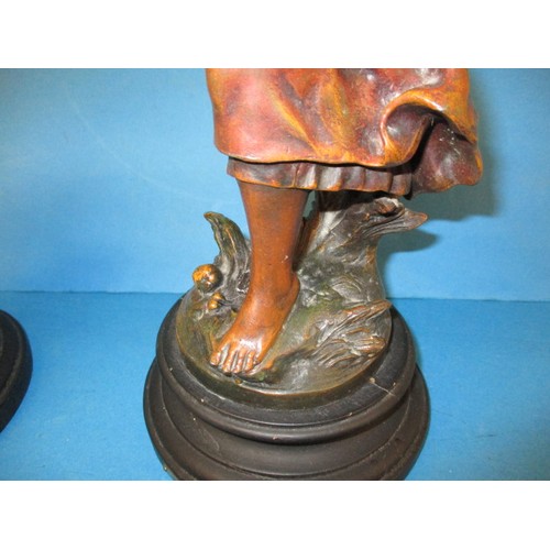 343 - Two early 20th century French cold painted cast spelter figures, each with foundry mark to base, app... 