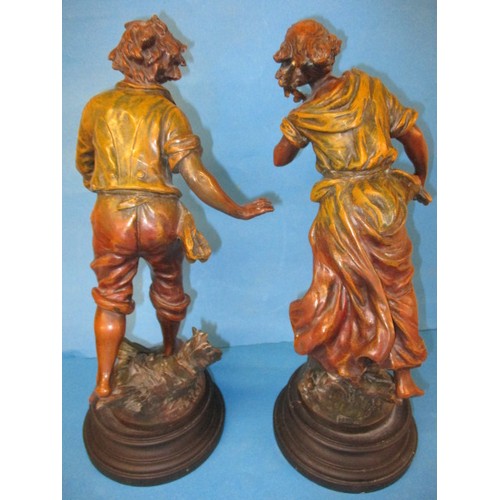 343 - Two early 20th century French cold painted cast spelter figures, each with foundry mark to base, app... 