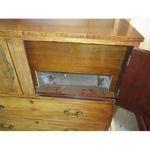 297 - An antique mahogany chest of drawers converted to house a music system, no key. approx. size: width ... 