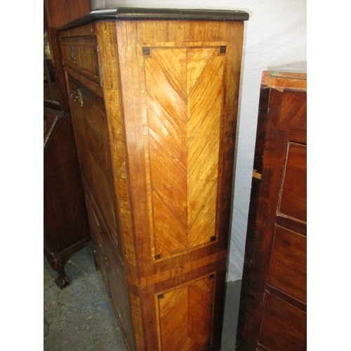 286 - A vintage parquetry drinks cabinet, approx. dimensions width 95cm, height 140cm, depth 36cm. having ... 