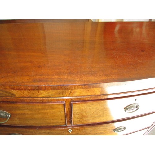 287 - A large 19th century bow fronted mahogany chest of 2 short over 3 long graduated drawers, approx. di... 