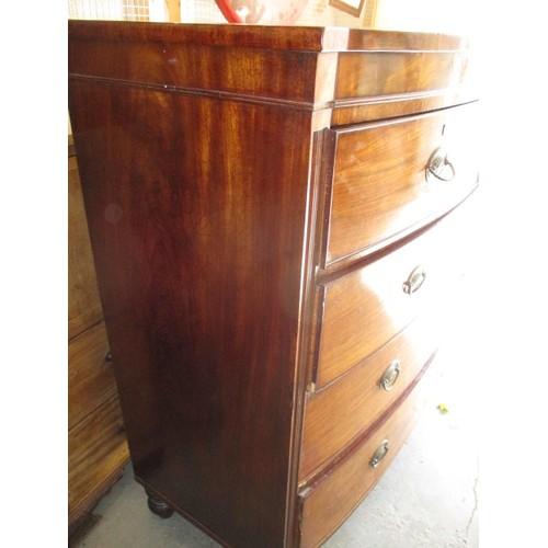 287 - A large 19th century bow fronted mahogany chest of 2 short over 3 long graduated drawers, approx. di... 