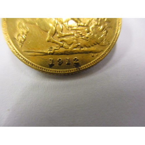 74 - A George V gold half sovereign, dated 1912, a good grade coin