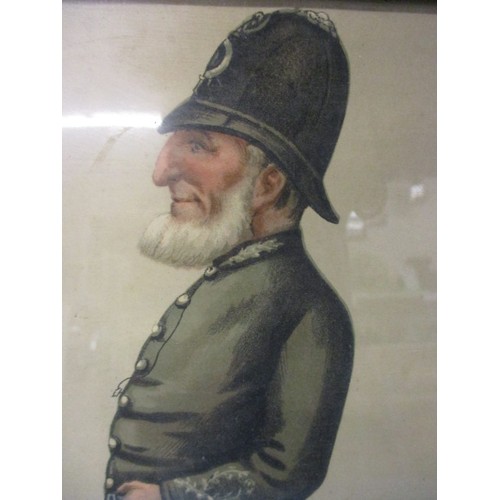 319 - An original Vanity Fair Spy print of a policeman, and vintage truncheon, both in used condition with... 