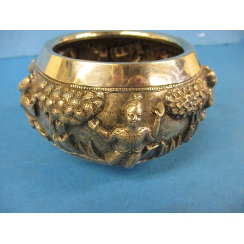 146 - A parcel of silver items and an Asian white metal bowl, approx. weight of marked items 239g