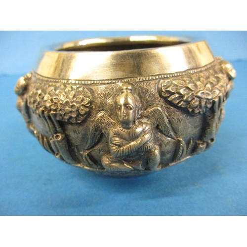 146 - A parcel of silver items and an Asian white metal bowl, approx. weight of marked items 239g